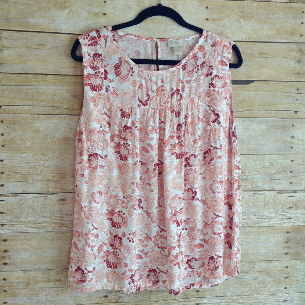 Loft Sleeveless Floral Breezy Flowy Top Shirt L